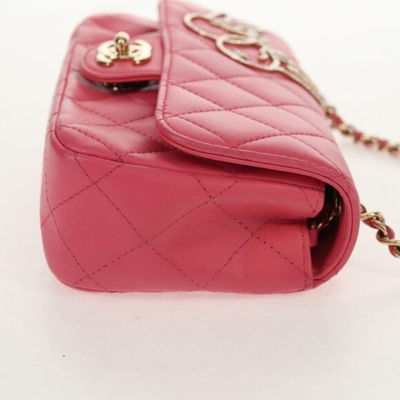 CHANEL Matelasse Chain Shoulder Bag Lamb Skin Pink Gold CC Auth ka592M - Picture 5 of 16